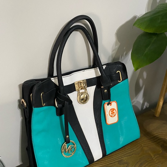 NWT Michael & Michelle Teal, Black, and White purse - Picture 9 of 13